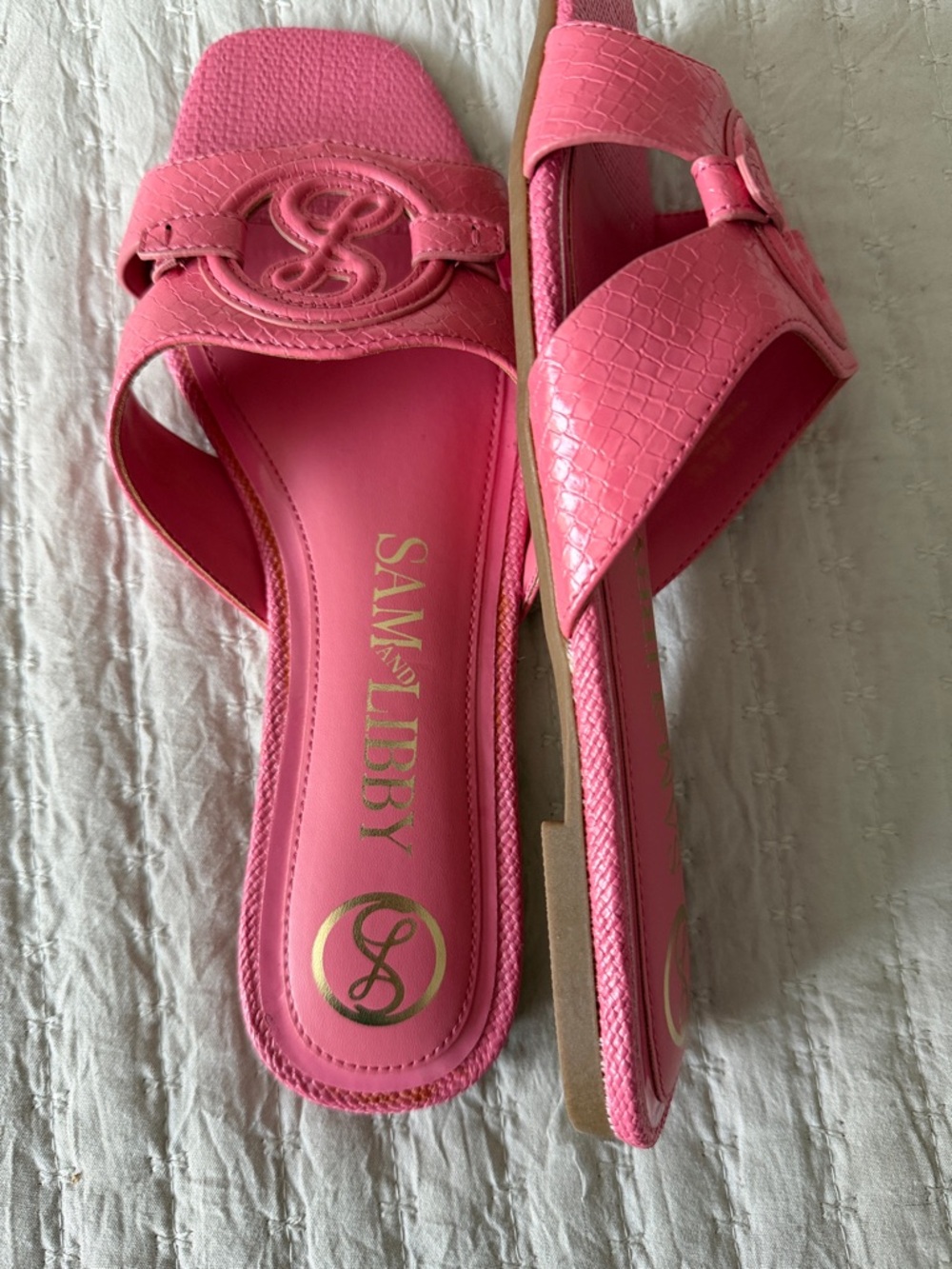 Sam & Libby Guava Pink Logo Slide Sandals 7.5 ❤️❤️ - Picture 6 of 6